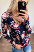 See You Later Criss Cross Floral Top- Navy