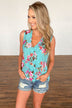 How Lovely Floral Tank Top- Blue