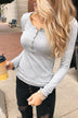 Essential 5-Button Henley Top- Heather Grey