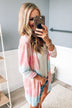 Take Care Color Block Cardigan- Peach, Pink, & Blue