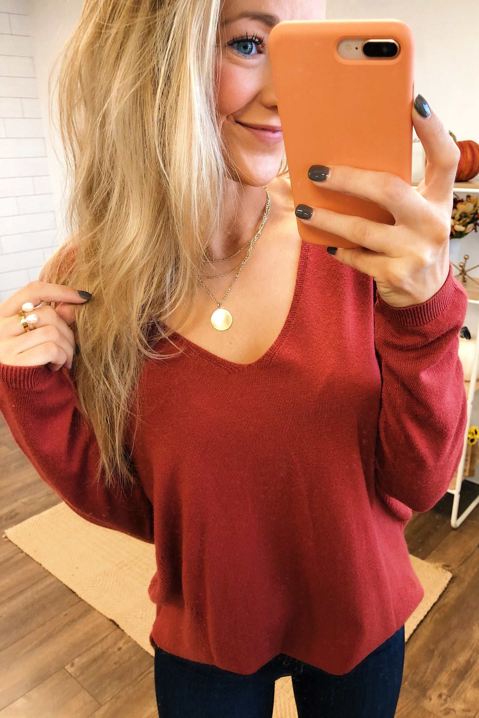 Swept Me Off My Feet Sweater- Rust