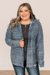 All In Plaid Button Top- Dusty Navy