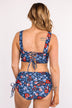 Surfing Through Life Cinched Swim Top- Navy Floral