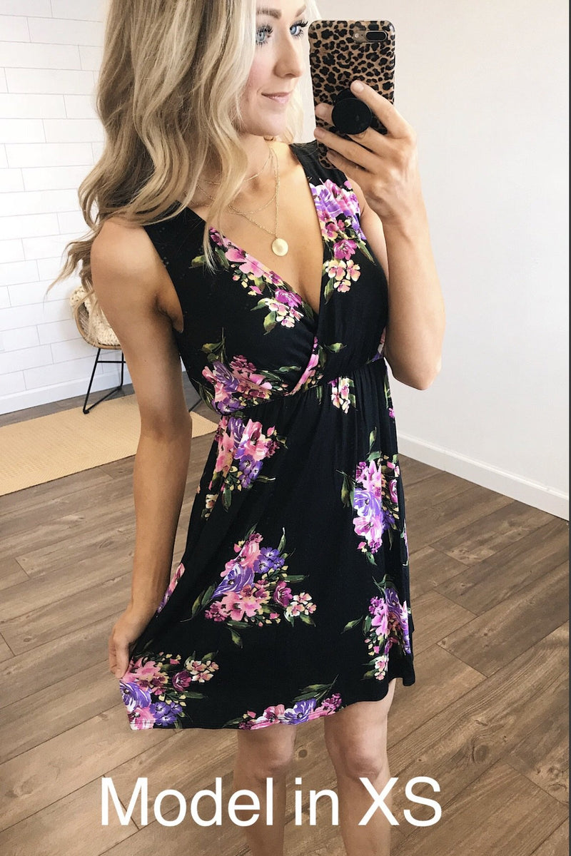Blooming Beauty Sleeveless Floral Dress- Black – The Pulse Boutique