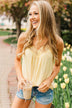 Golden Days Floral Lace Tank- Soft Yellow