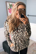 Quarter Zip Leopard Sherpa- Neutral