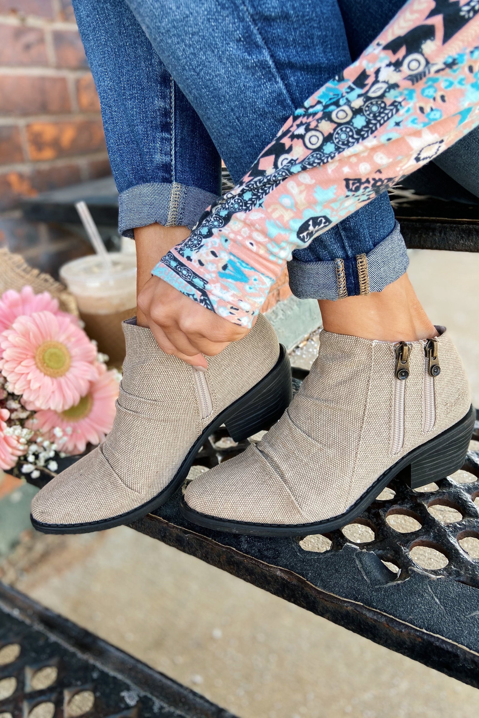 Blowfish Wander Booties Light Taupe The Pulse Boutique