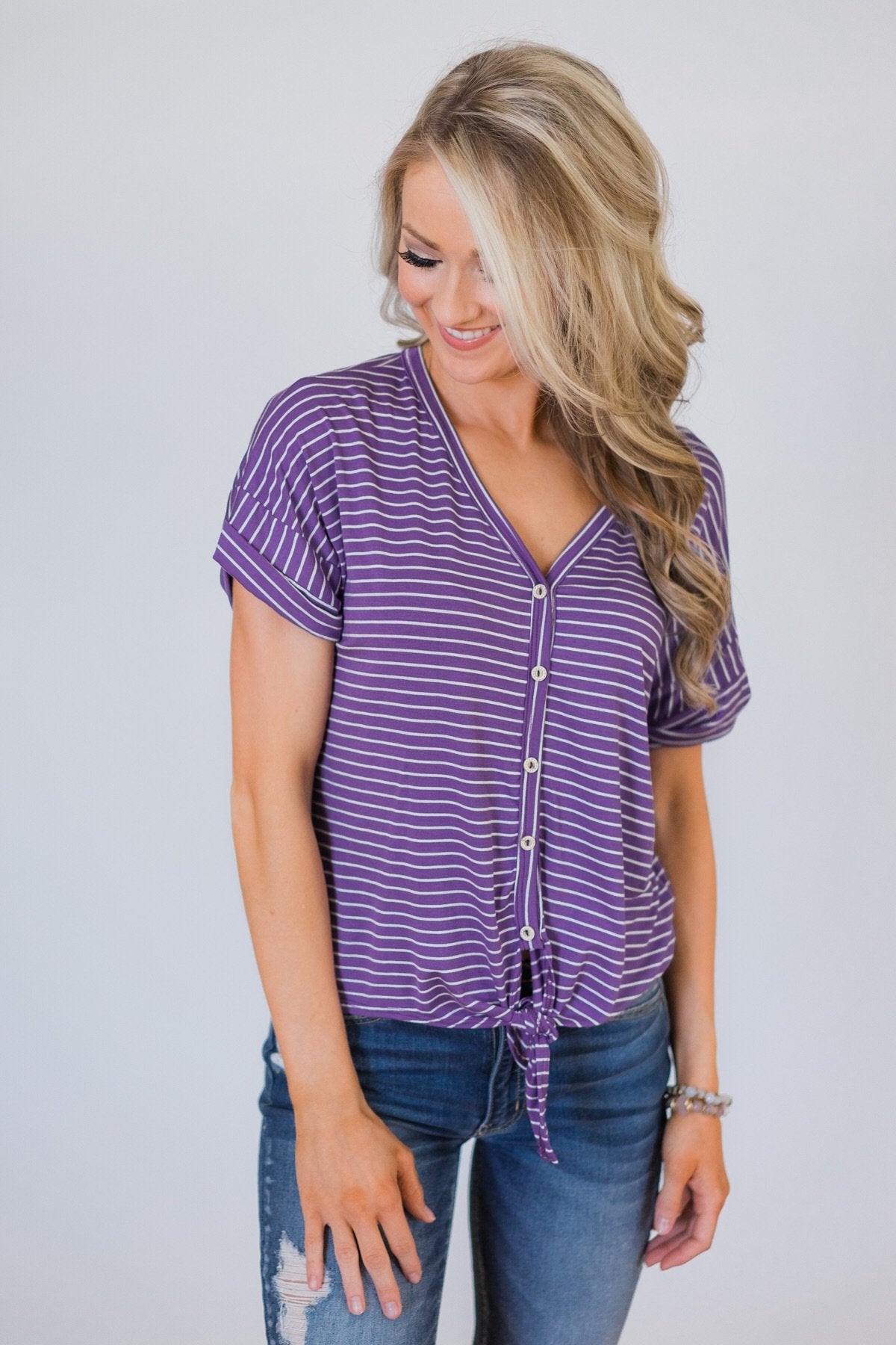 Sweet On You Striped Top- Violet