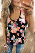 A Coral Floral Summer Tank- Black