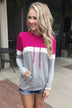 All Of My Days Color Block Hoodie - Dark Pink
