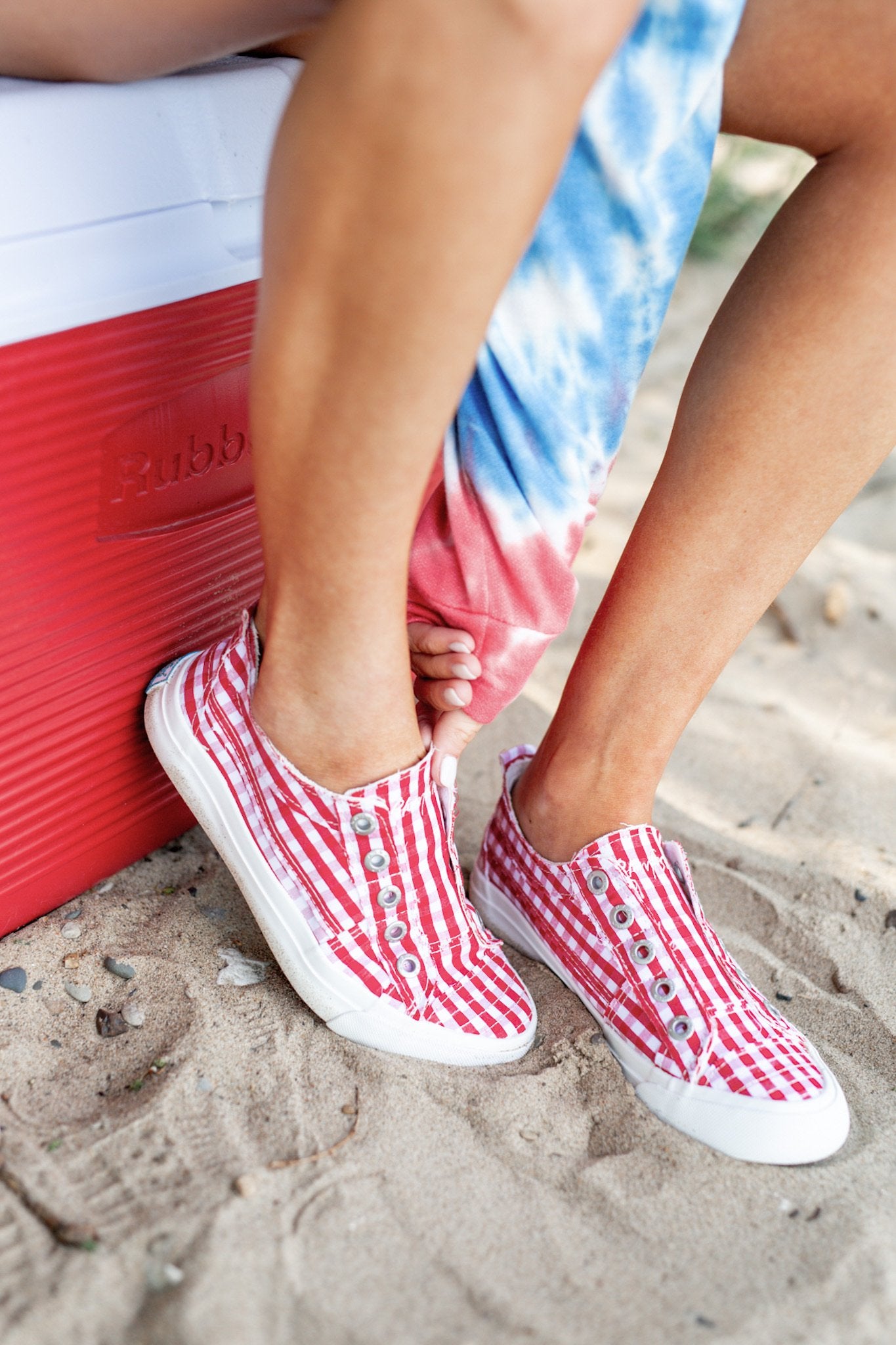 Blowfish Play Gingham Sneakers- Red & White