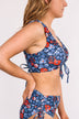Surfing Through Life Cinched Swim Top- Navy Floral
