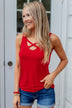Places to Go Criss Cross Tank Top- Red