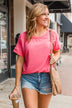 Patience Is Key Oversized Top- Bubblegum Pink