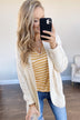 Noticing You Cable Knit Cardigan- Cream