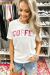 Shades of Pink "Coffee" Graphic Tee- White
