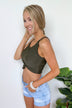 Front Knot Swimsuit Tankini- Army Green