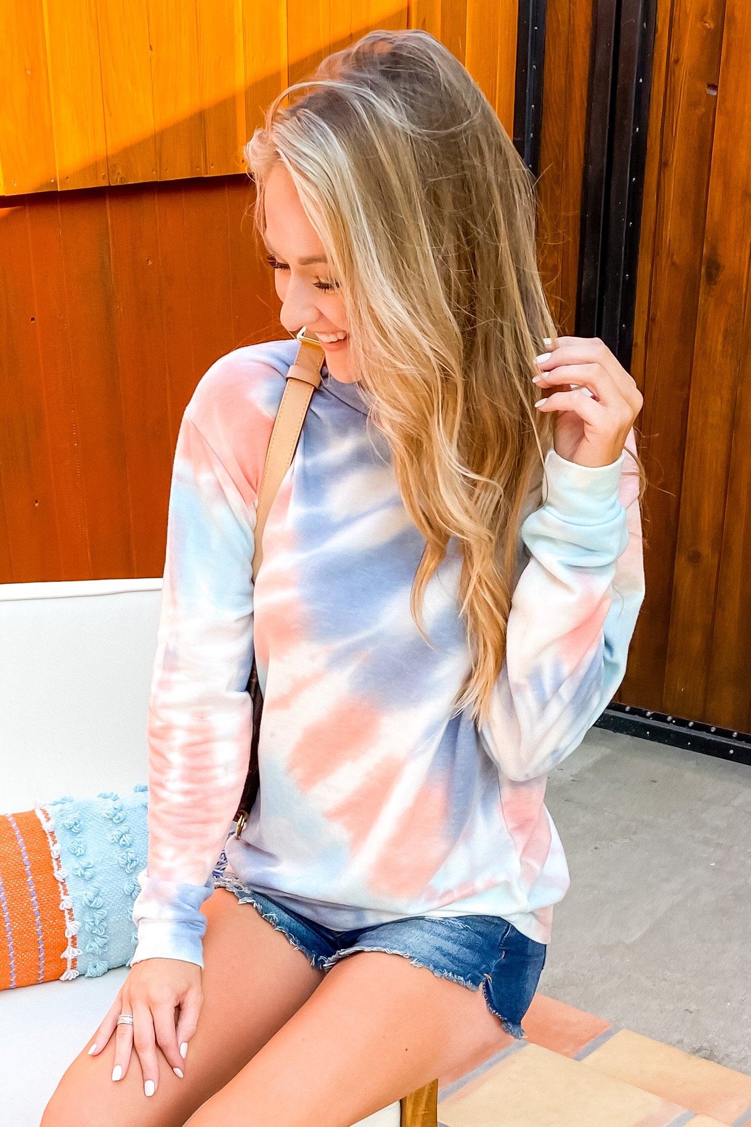 Days Of Endless Wonder Tie Dye Top- Ivory, Peach, Navy
