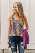 Put Your Head On My Shoulder Floral Tank Top- Navy