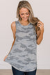 Lost In The Woods Camo Tank- Light Grey