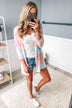 Take Care Color Block Cardigan- Peach, Pink, & Blue