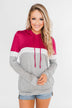 All Of My Days Color Block Hoodie - Dark Pink