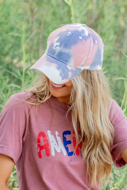 Tie Dye Ball Cap- Mauve, Denim, & White
