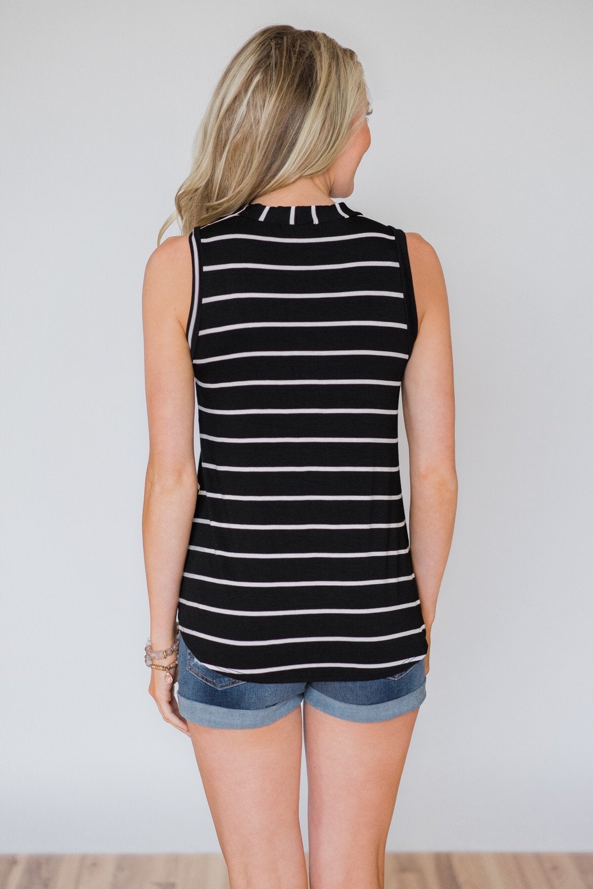 Wouldn't It Be Nice Striped Knot Top- Black
