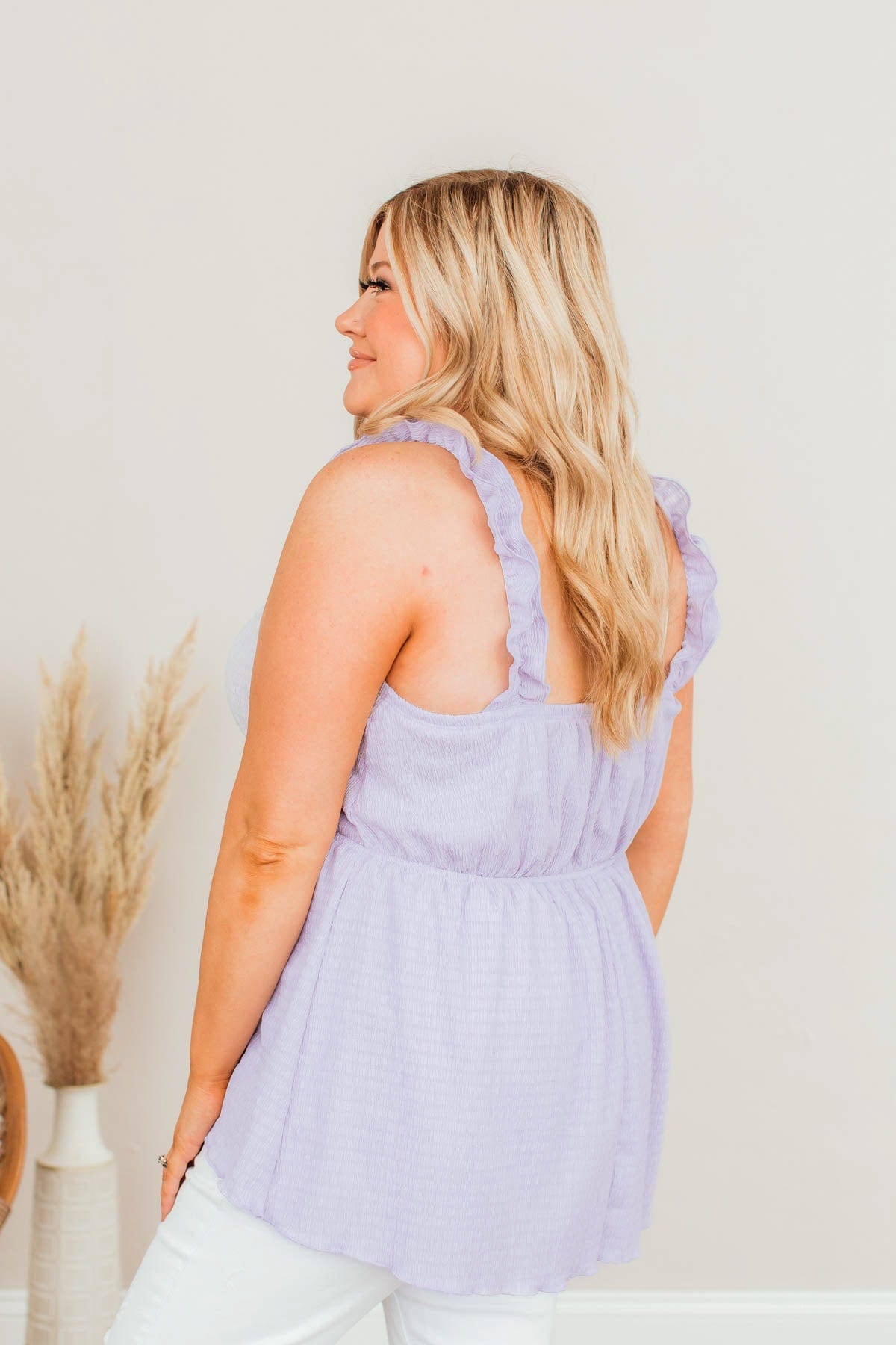 Promise To Be True Ruffle Sleeve Tank- Lilac