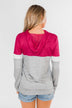 All Of My Days Color Block Hoodie - Dark Pink