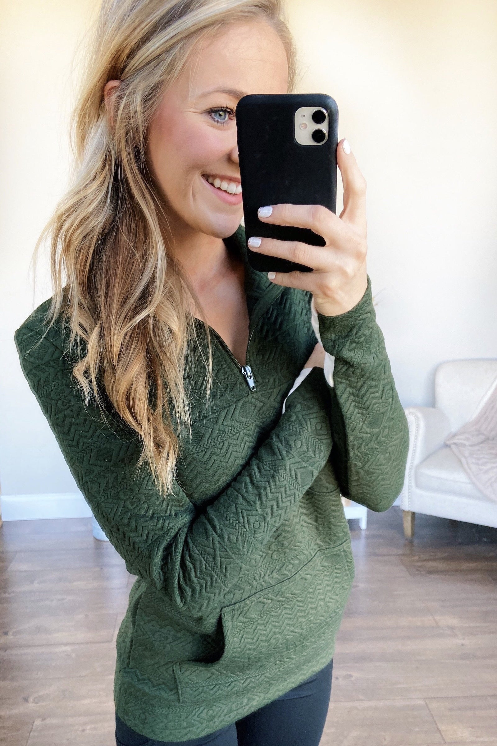 Pulse Exclusive Quarter Zip Pullover- Dark Olive