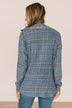 All In Plaid Button Top- Dusty Navy