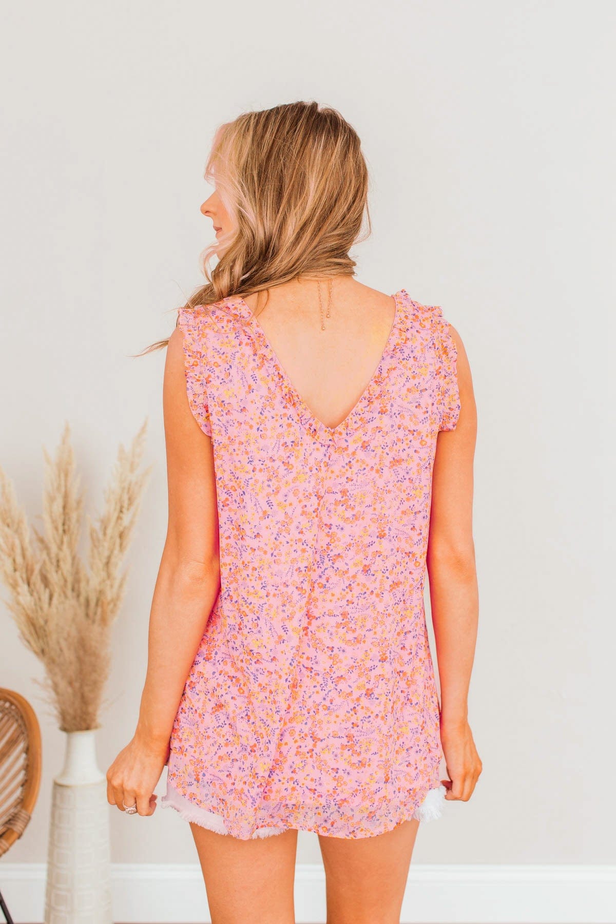 Here And Now Floral Tank Top- Pink