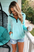 Pulse Exclusive 1/4 Zip Sherpa- Mint Blue