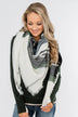 Cozy Blanket Scarf- Cream, Green, & Navy