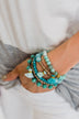 Tassels & Beads Bracelet Set- Gold & Teal