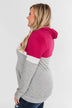 All Of My Days Color Block Hoodie - Dark Pink
