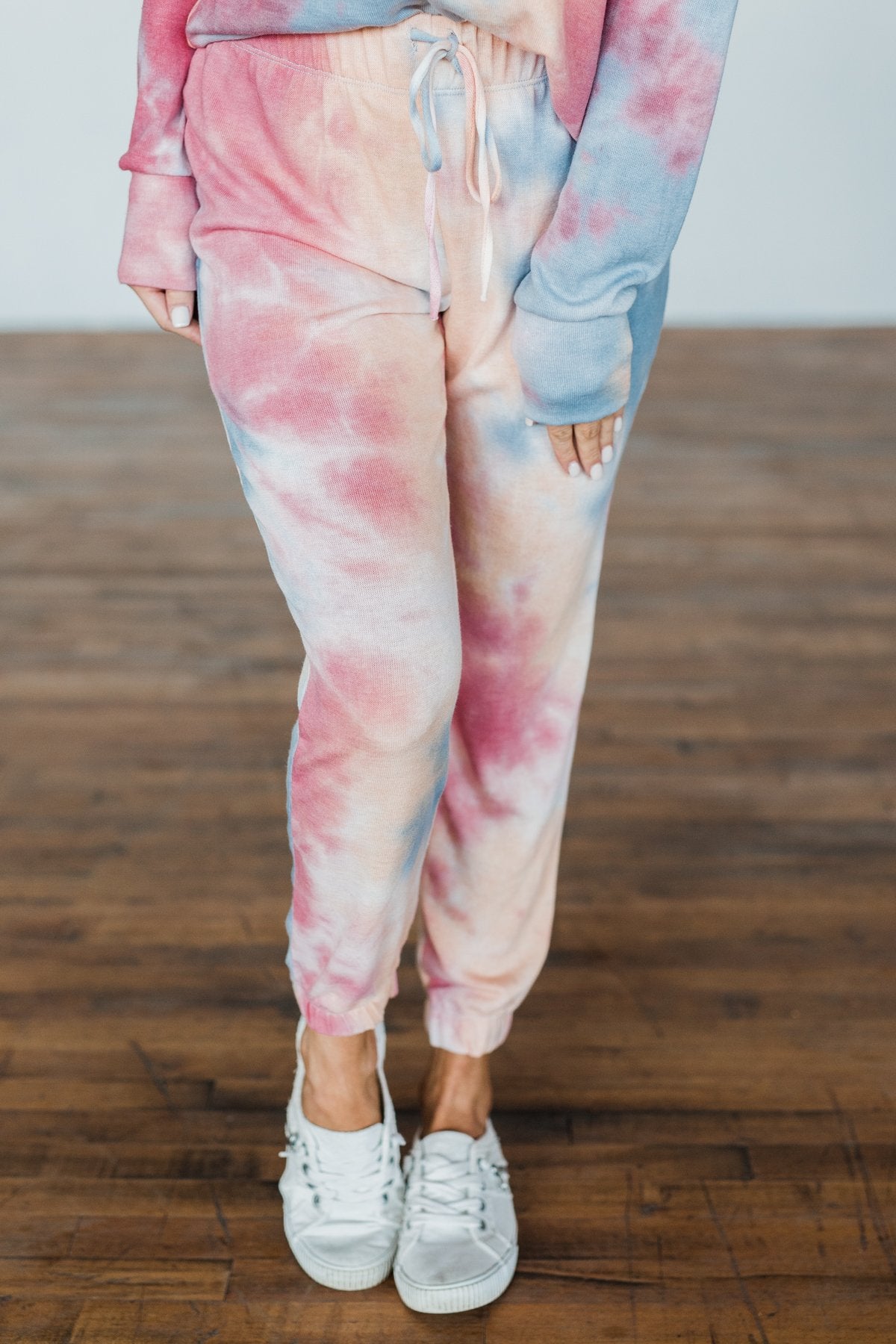 Comfy On The Couch Tie Dye Joggers- Cherry, Light Orange, Blue