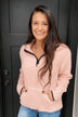 1/4 Zip Cloud Sherpa- Blush Pink