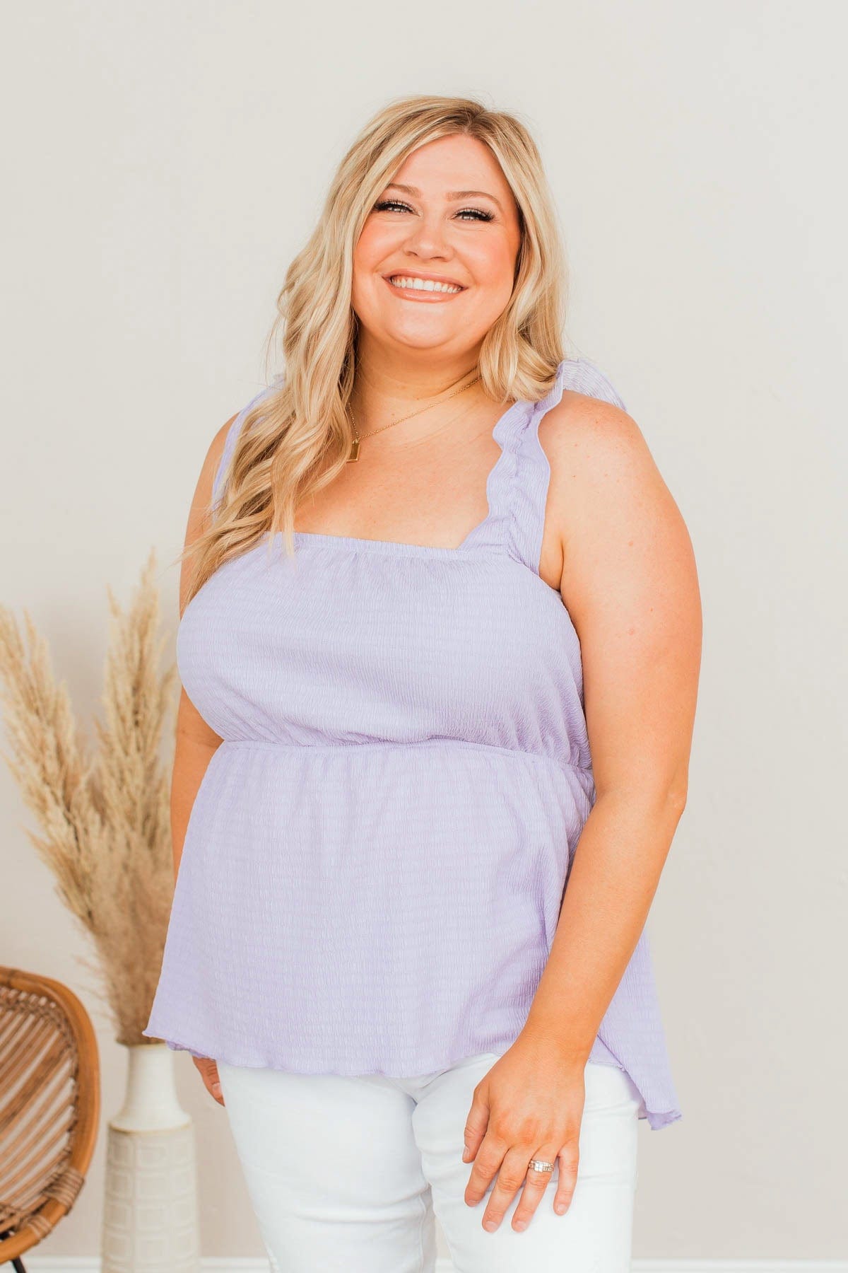 Promise To Be True Ruffle Sleeve Tank- Lilac