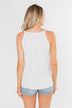 Full Of Sparkle Front Knot Halter Top- Ivory, Pink, & Gray