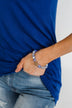 Marble Sea Glass Beaded Bracelet- Blue