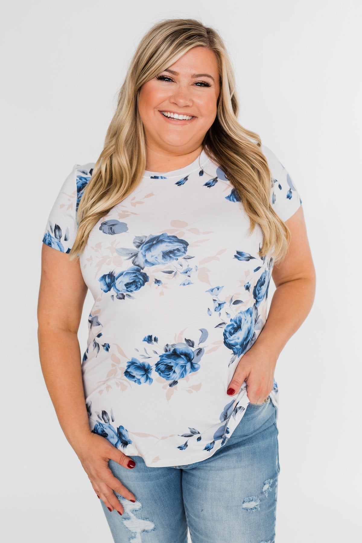 Floral Melody Short Sleeve Top- Eggshell White