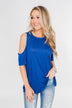 Feeling Alive Cold Shoulder Top- Royal Blue