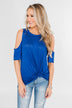 Feeling Alive Cold Shoulder Top- Royal Blue