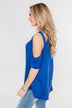 Feeling Alive Cold Shoulder Top- Royal Blue