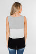 Waffle Knit Color Block Tank Top- Black, Grey, and White