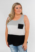 Waffle Knit Color Block Tank Top- Black, Grey, and White