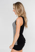 White Leopard Zipper Tank Top- Black and White