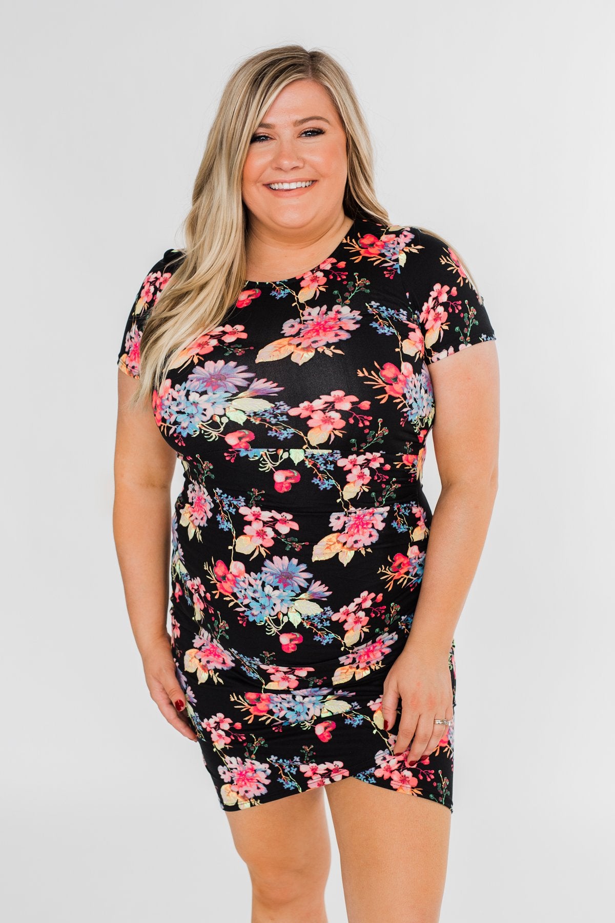 Make My Heart Sing Floral Dress- Black